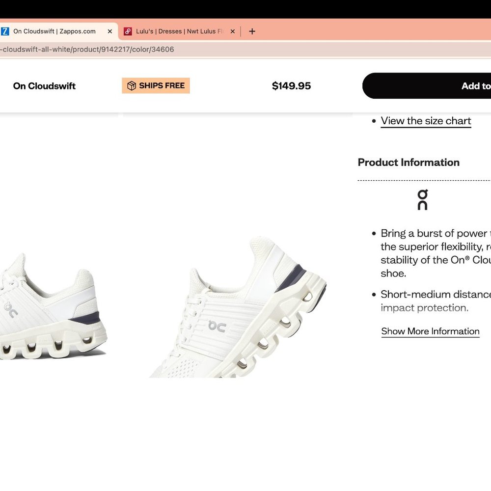 On Cloudswift women's running shoes size 9